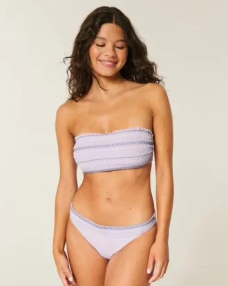 Smockad bandeau-bikinitopp