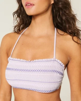 Smockad bandeau-bikinitopp