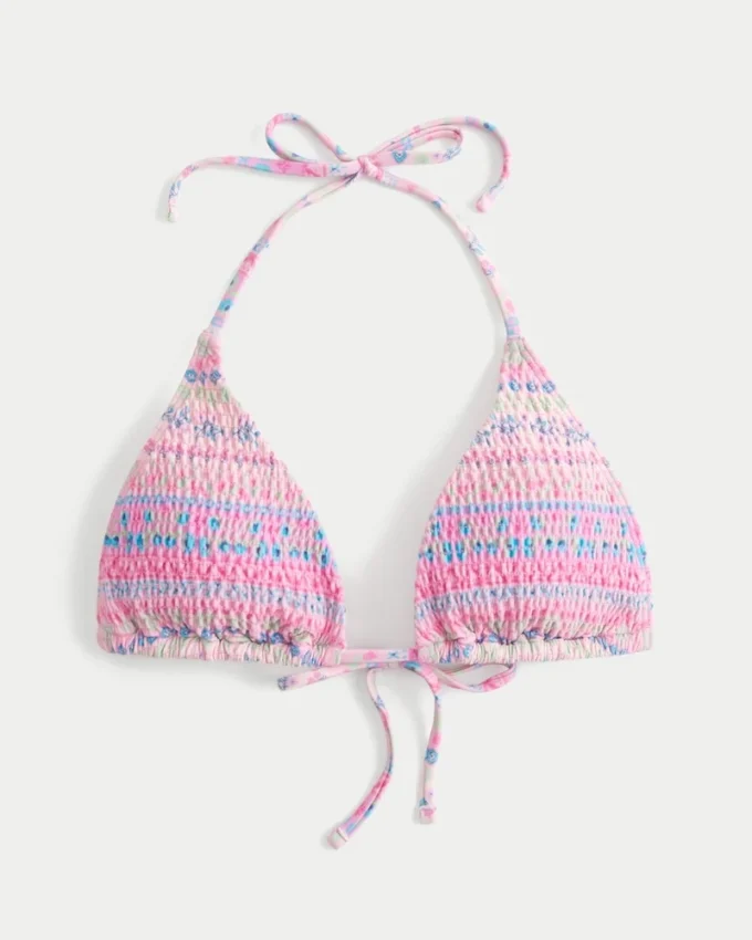Smockad halterneck-bikinitopp