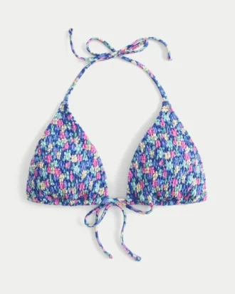 Smockad halterneck-bikinitopp