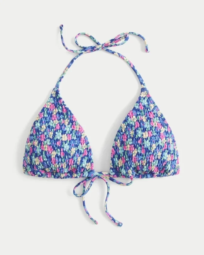 Smockad halterneck-bikinitopp
