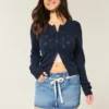 Spetsbunden miniskort i denim Spetsbunden miniskort i denim