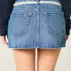 Spetsbunden miniskort i denim Spetsbunden miniskort i denim