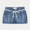 Spetsbunden miniskort i denim Spetsbunden miniskort i denim