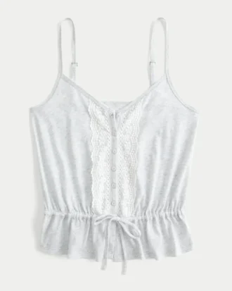 Spetsdetaljerad peplum-top