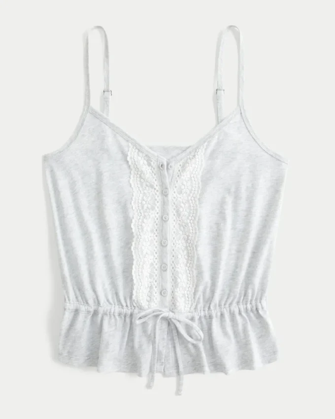 Spetsdetaljerad peplum-top