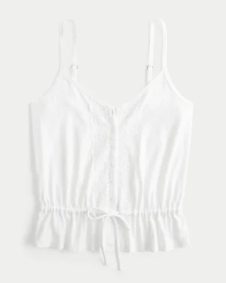Spetsdetaljerad peplum-top