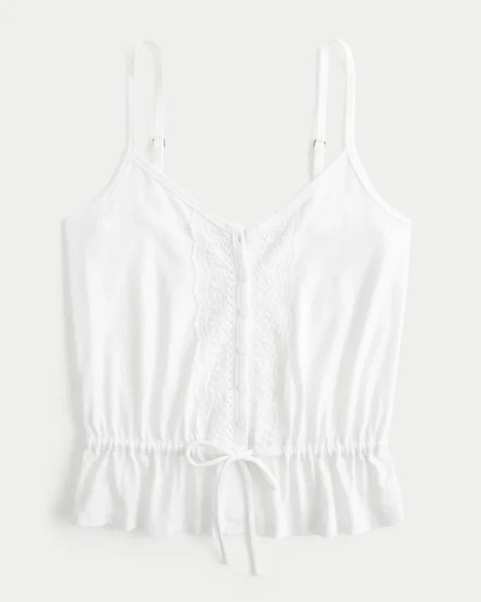 Spetsdetaljerad peplum-top