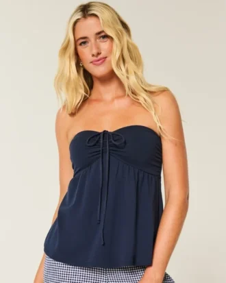 Strap-free babydoll-top med snörning