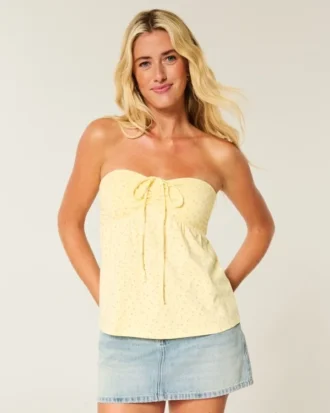 Strap-free babydoll-top med snörning