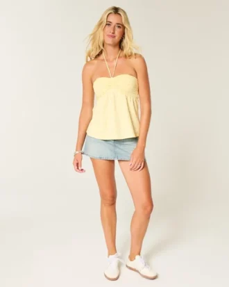Strap-free babydoll-top med snörning