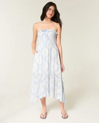 Strapeless Smocked Maxi Dress