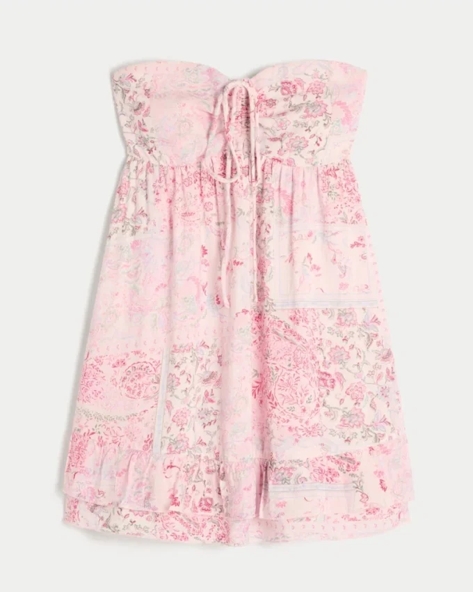 Strapless Ruffle Babydoll Mini Dress