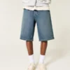 Superbaggy jeansshorts i mörk tvätt, under knäet Superbaggy jeansshorts i mörk tvätt, under knäet