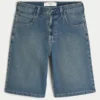 Superbaggy jeansshorts i mörk tvätt, under knäet Superbaggy jeansshorts i mörk tvätt, under knäet