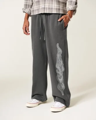 Superbaggy sweatpants med dubbla flammor