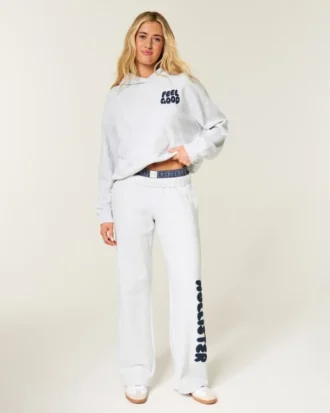 Sweatpants med logotyp och vida ben