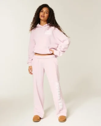 Sweatpants med logotyp och vida ben