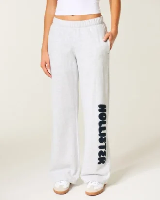 Sweatpants med logotyp och vida ben