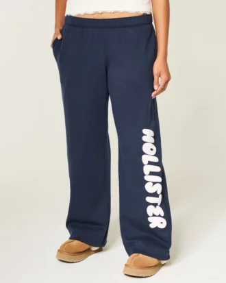 Sweatpants med logotyp och vida ben