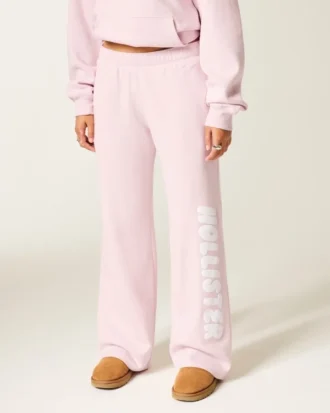 Sweatpants med logotyp och vida ben