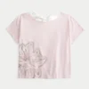 T-shirt med blommönster och enkel rosettknut