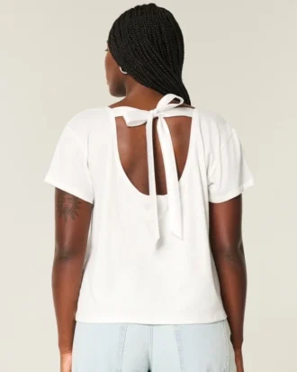 T-shirt med hjärtmotiv och enkel rosettknut bak