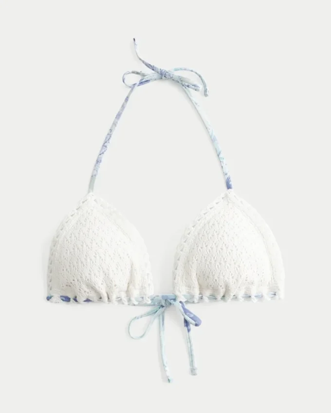 Triangelbikinitopp i virkad stil