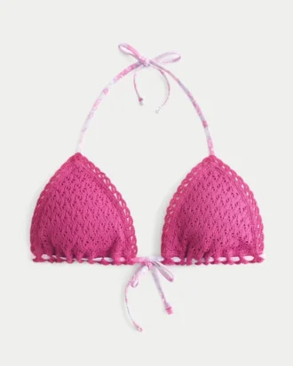 Triangelbikinitopp i virkad stil