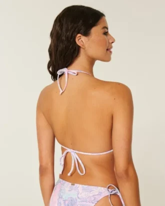 Triangelbikinitopp med virkad kant