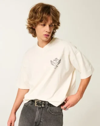 Tung baggy crop Los Angeles grafisk fotbollströja