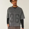 Tung baggy kort varsity-fotbollströja med tryck