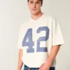 Tung baggy kort varsity-fotbollströja med tryck