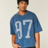 Tung baggy kort varsity-fotbollströja med tryck