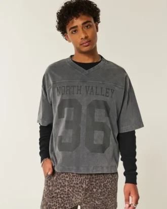 Tung baggy kort varsity-fotbollströja med tryck
