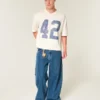 Tung baggy kort varsity-fotbollströja med tryck