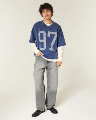 Tvättade grå baggy jeans