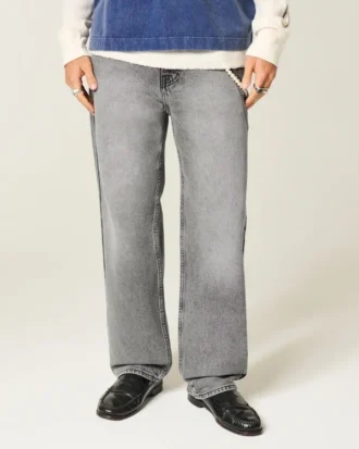 Tvättade grå baggy jeans