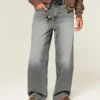 Tvättade grå superbaggy jeans