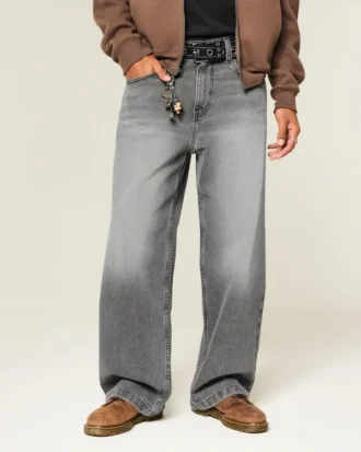 Tvättade grå superbaggy jeans