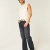 Tvättade svarta avslappnade bootcut-jeans Tvättade svarta avslappnade bootcut-jeans