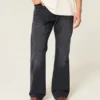 Tvättade svarta avslappnade bootcut-jeans Tvättade svarta avslappnade bootcut-jeans