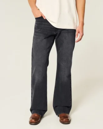 Tvättade svarta avslappnade bootcut-jeans Tvättade svarta avslappnade bootcut-jeans