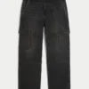Tvättade svarta baggy cargojeans Tvättade svarta baggy cargojeans