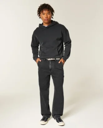 Tvättade svarta baggy jeans