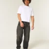 Tvättade svarta baggy jeans med broderad orm Tvättade svarta baggy jeans med broderad orm