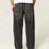Tvättade svarta baggy jeans med broderad orm Tvättade svarta baggy jeans med broderad orm