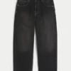 Tvättade svarta baggy jeans med broderad orm Tvättade svarta baggy jeans med broderad orm