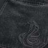 Tvättade svarta baggy jeans med broderad orm Tvättade svarta baggy jeans med broderad orm