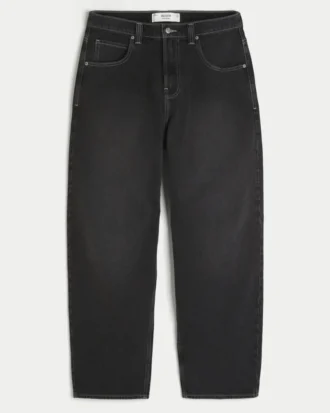 Tvättade svarta baggy jeans med ormmotiv